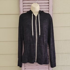 💗 MEMBER'S MARK Lightweight Zip-Up Hoodie Soft Jacket w Pockets Black Camo M